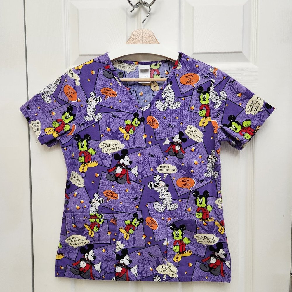 Disney Halloween Mickey Mouse Scrub Top